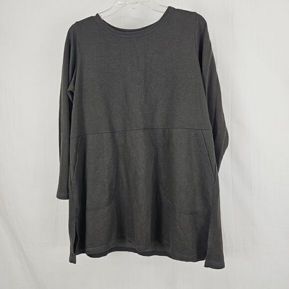 Comfy Usa Tunic Sweatshirt Cinched Drawstring Waist Gray Womens Size Medium - Picture 1 of 6
